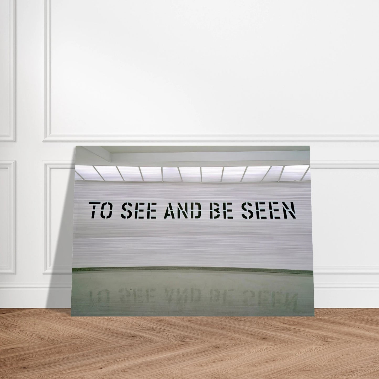 To See and Be Seen - 1972 - Lawrence Weiner Brushed Aluminum Print - 70x100 cm / 28x40 inches | Lawrence Weiner Aluminum Print | Lawrence Weiner Prints