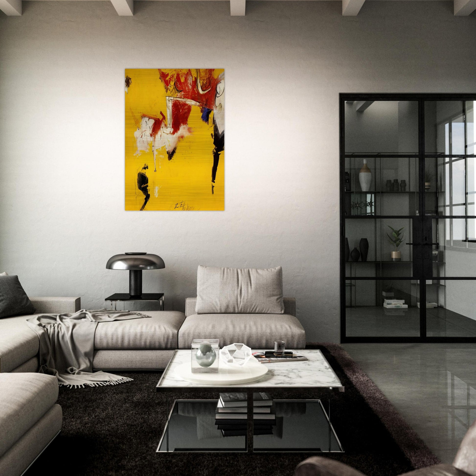 2 to the Moon - 1961 - Hassel Smith Brushed Aluminum Print - 70x100 cm / 28x40 inches | Hassel Smith Aluminum Print | Hassel Smith Prints