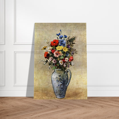 FLOWERS IN A VASE WITH ONE HANDLE - Odilon Redon Brushed Aluminum Print - 70x100 cm / 28x40 inches | Odilon Redon Aluminum Print | Odilon Redon Prints