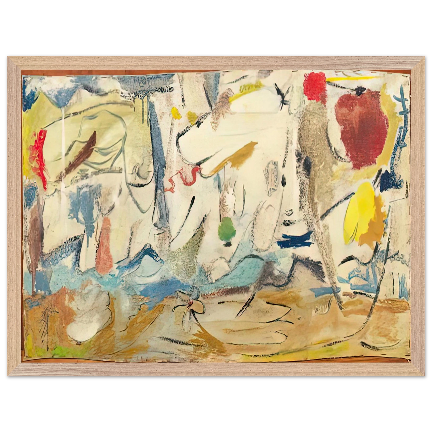 Helen Frankenthaler - Cloudscape, 1951- Wall Art - 21x29.7 cm / 8x12" - Premium Wooden Framed Poster With Fine Art Paper-canvas - Wood frame