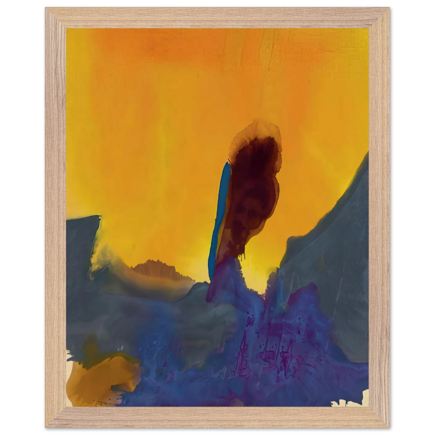Helen Frankenthaler - Glow II - 1968 Wall art - 30x45 cm / 12x18 inches - Premium Wooden Framed Poster With Fine Art Paper-canvas - Wood frame