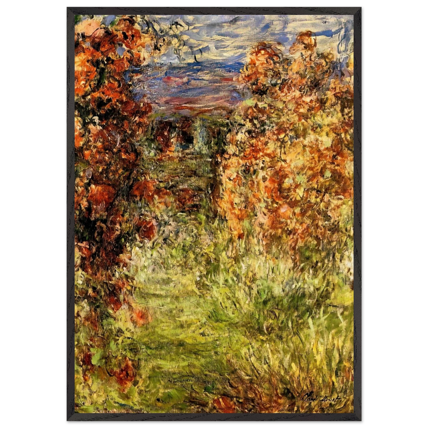 The House among the Roses 2 - claude monet 70x100 cm / 28x40 inches Framed Art Print – Black Wooden Frame
