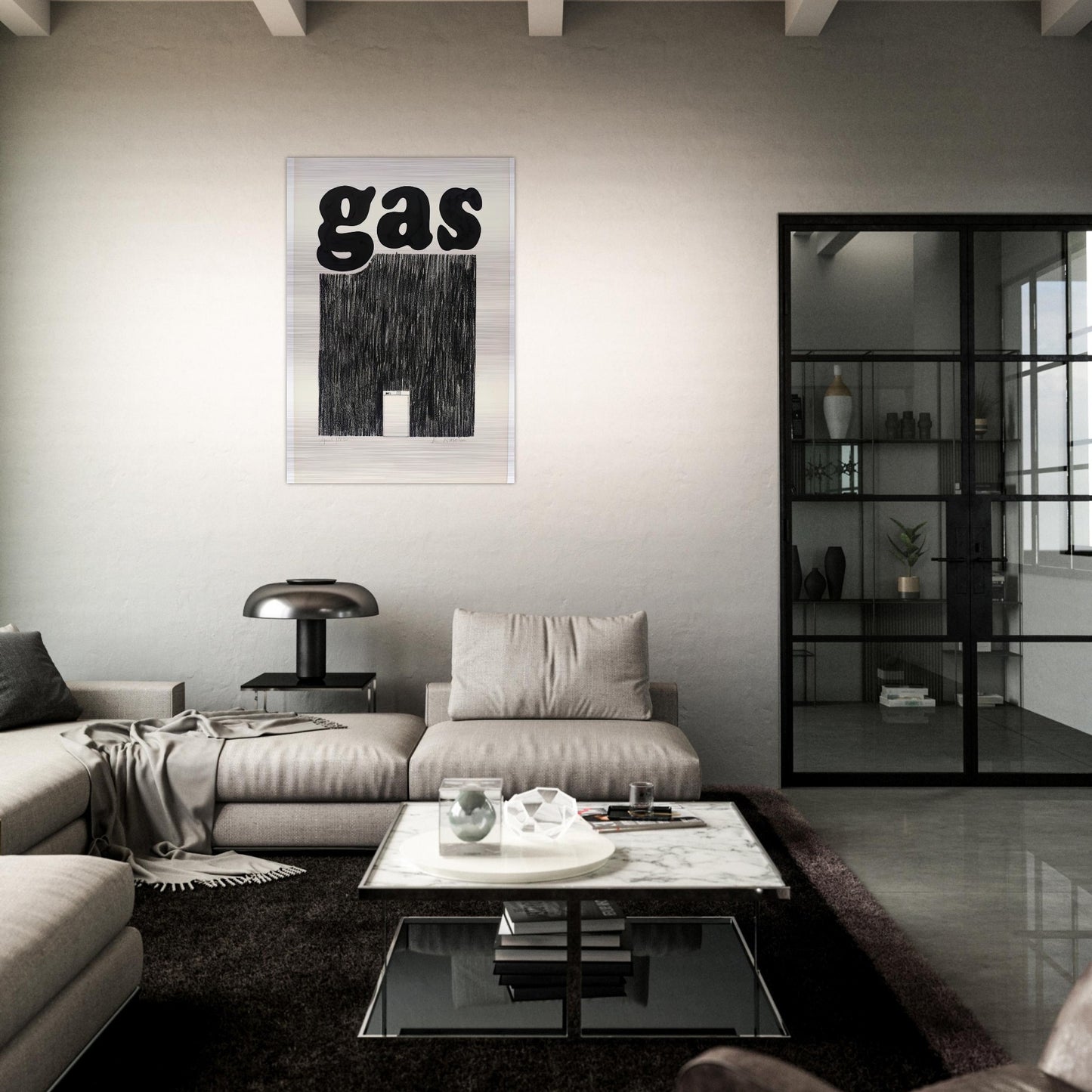 GAS 1962 - Edward Ruscha Brushed Aluminum Print - 70x100 cm / 28x40 inches | Edward Ruscha Aluminum Print | Edward Ruscha Prints