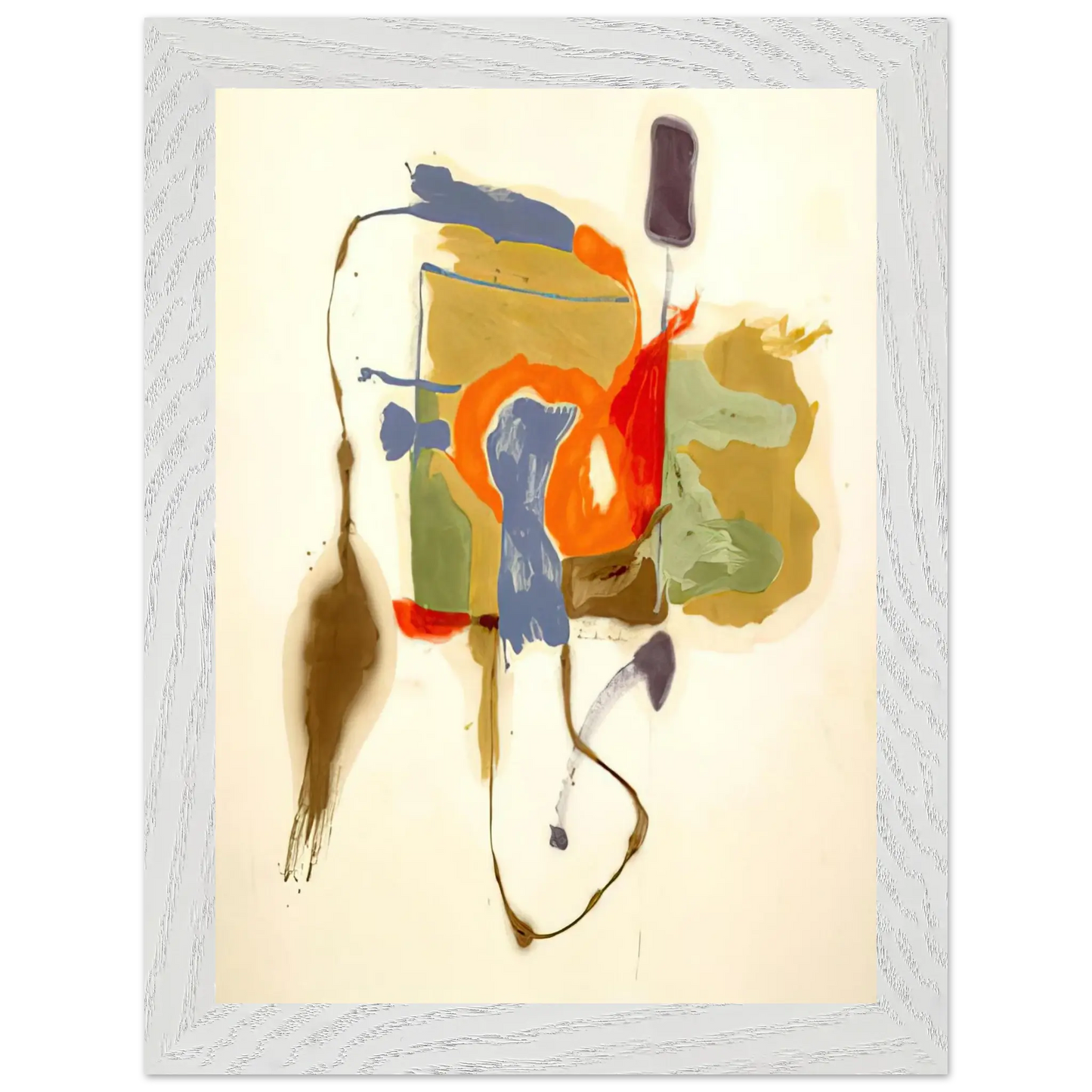 Helen Frankenthaler - Blue Form in a Scene - 1961 Wall art - 70x100 cm / 28x40 Inches - Premium Wooden Framed Poster With Fine Art Paper - White frame