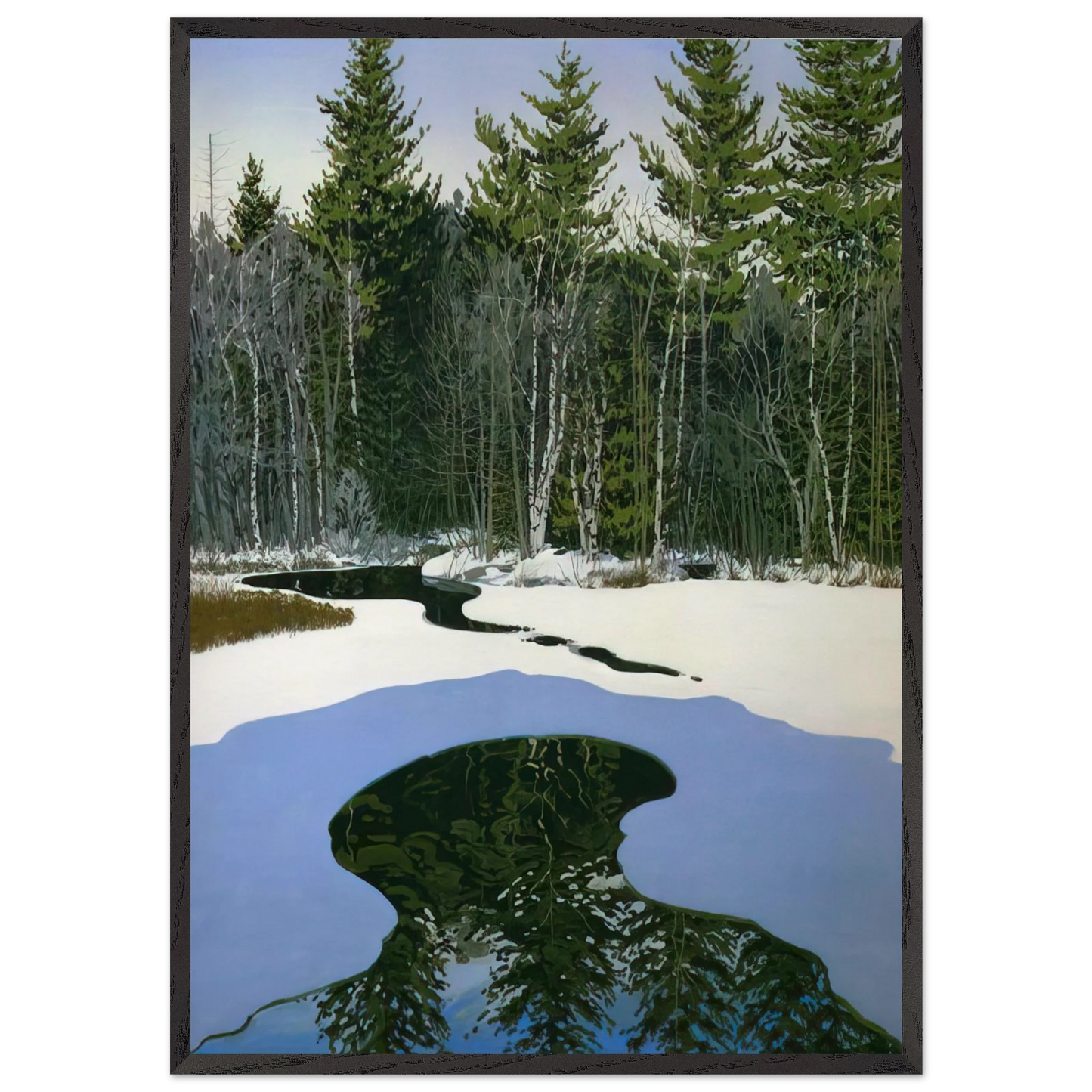 Pond Pass - Contemporary Realism - Neil Welliver 70x100 cm / 28x40 inches Framed Art Print – Black Wooden Frame