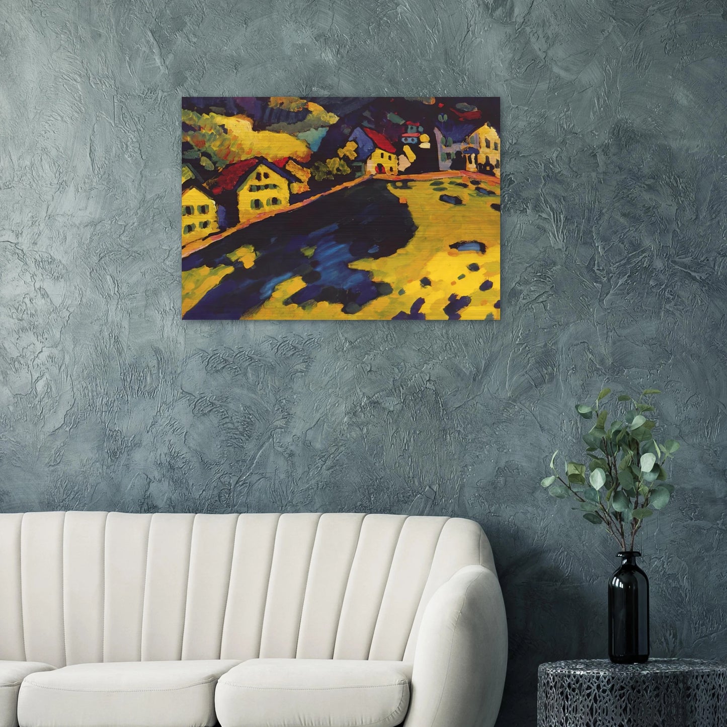 HOUSES AT MURNAU 1909 - Wassily Kandinsky Brushed Aluminum Print - 70x100 cm / 28x40 inches | Wassily Kandinsky Aluminum Print | Wassily Kandinsky Prints