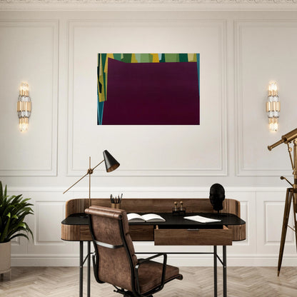 Interlocking Forms Big Magenta With Green - 1959 - Karl Benjamin Brushed Aluminum Print - 70x100 cm / 28x40 inches | Karl Benjamin Aluminum Print | Karl Benjamin Prints