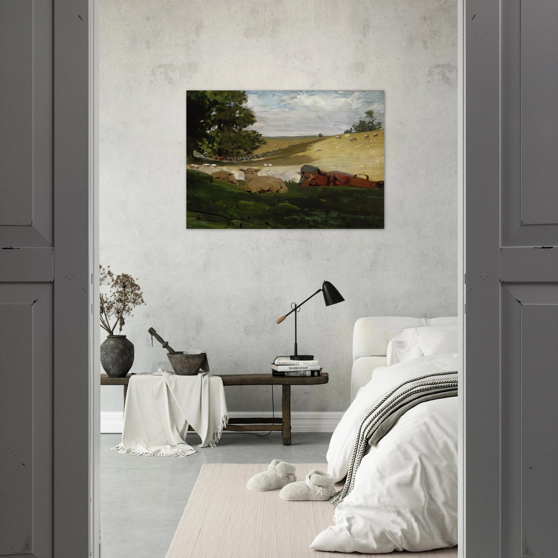 WARM AFTERNOON SHEPHERDESS - Winslow Homer Brushed Aluminum Print - 70x100 cm / 28x40 inches | Winslow Homer Aluminum Print | Winslow Homer Prints