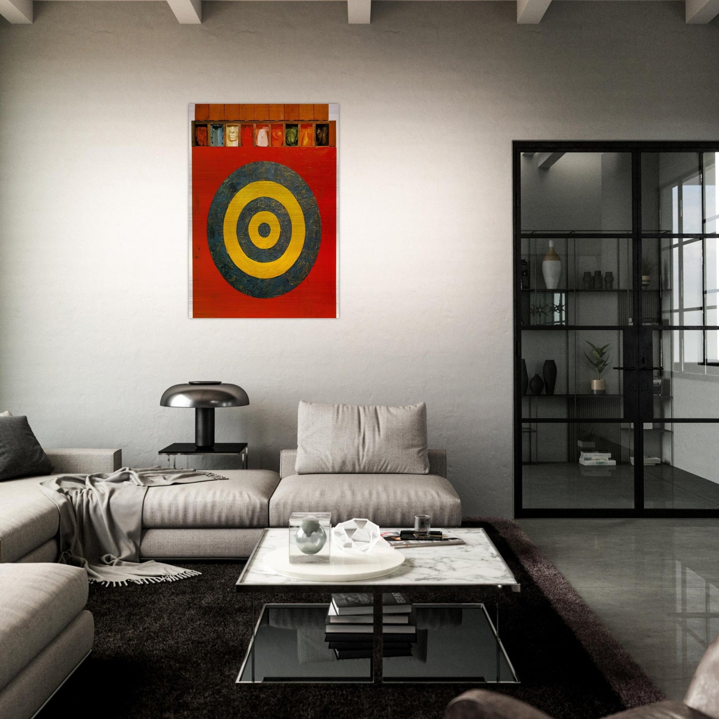 TARGET WITH PLASTER CASTS 1955 - Jasper Johns Brushed Aluminum Print - 70x100 cm / 28x40 inches | Jasper Johns Aluminum Print | Jasper Johns Prints