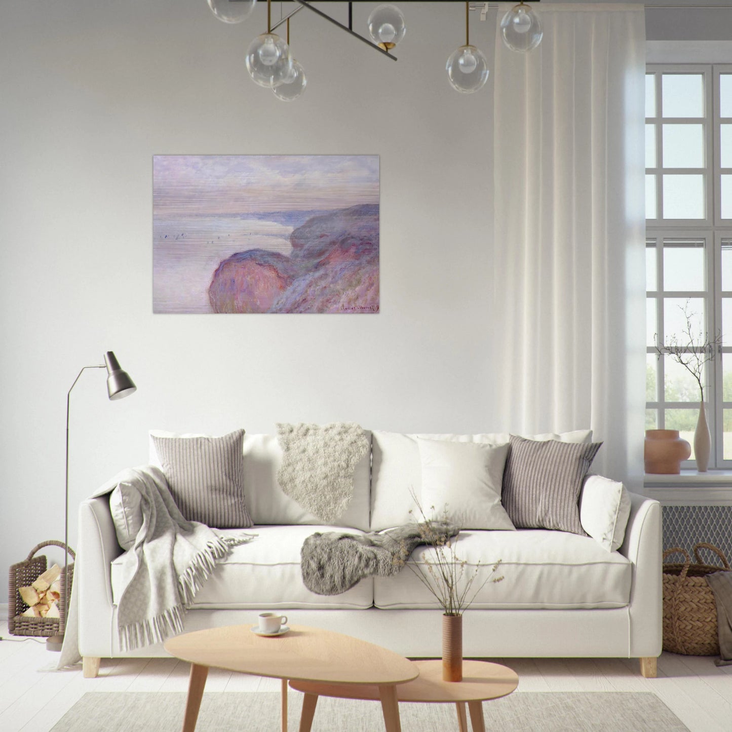 Cliff near Dieppe, Overcast Skies - claude monet Brushed Aluminum Print - 70x100 cm / 28x40 inches | claude monet Aluminum Print | claude monet Prints