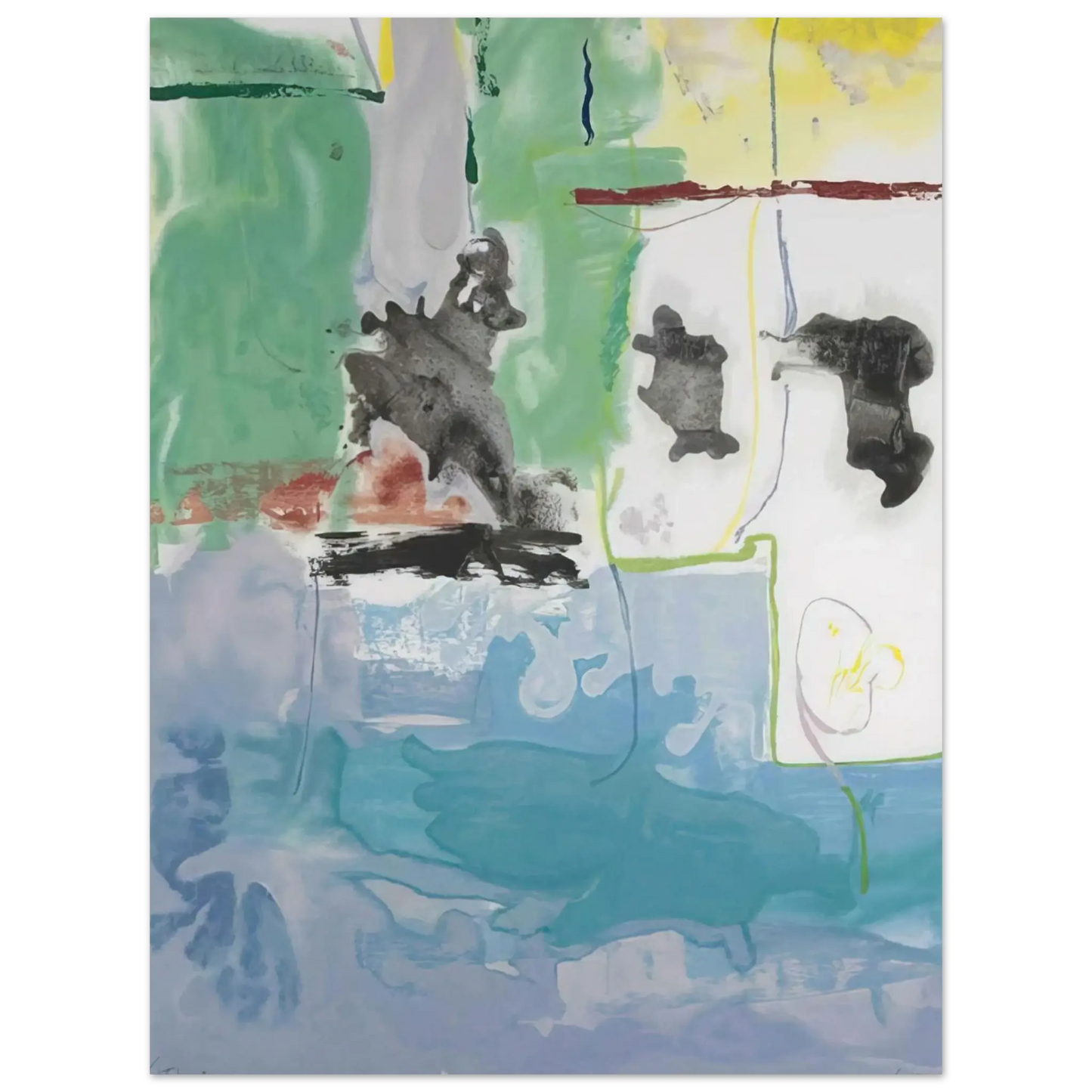 Helen Frankenthaler - West Wind - 1997 Wall art - A2 (42 x 59.4  cm) - Premium Wooden Framed Poster With Fine Art Paper - Black frame