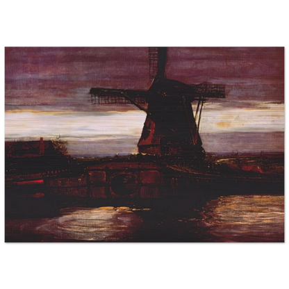 Stammer Mill with Streaked Sky - Piet Mondrian Brushed Aluminum Print - 70x100 cm / 28x40 inches | Piet Mondrian Aluminum Print | Piet Mondrian Prints