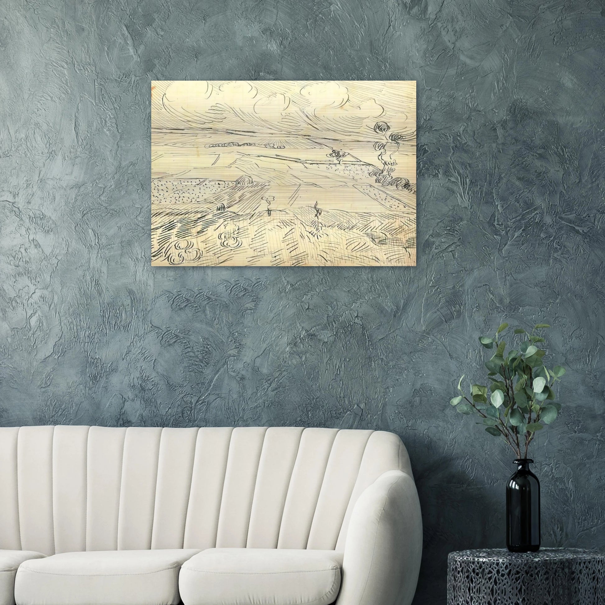 Wheat Fields - Vincent van Gogh Brushed Aluminum Print - 70x100 cm / 28x40 inches | Vincent van Gogh Aluminum Print | Vincent van Gogh Prints