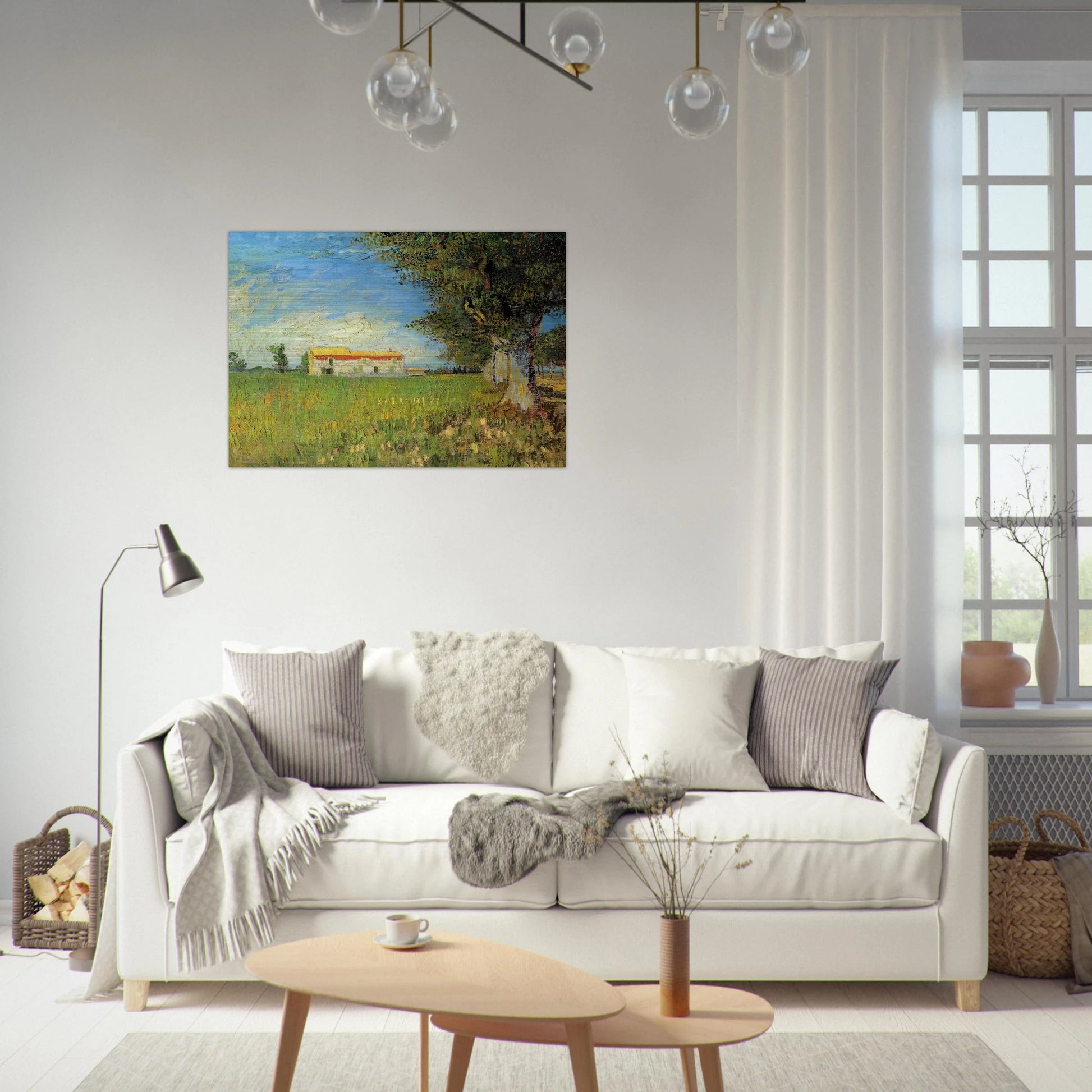 Farmhouse in a Wheat Field - Vincent van Gogh Brushed Aluminum Print - 70x100 cm / 28x40 inches | Vincent van Gogh Aluminum Print | Vincent van Gogh Prints