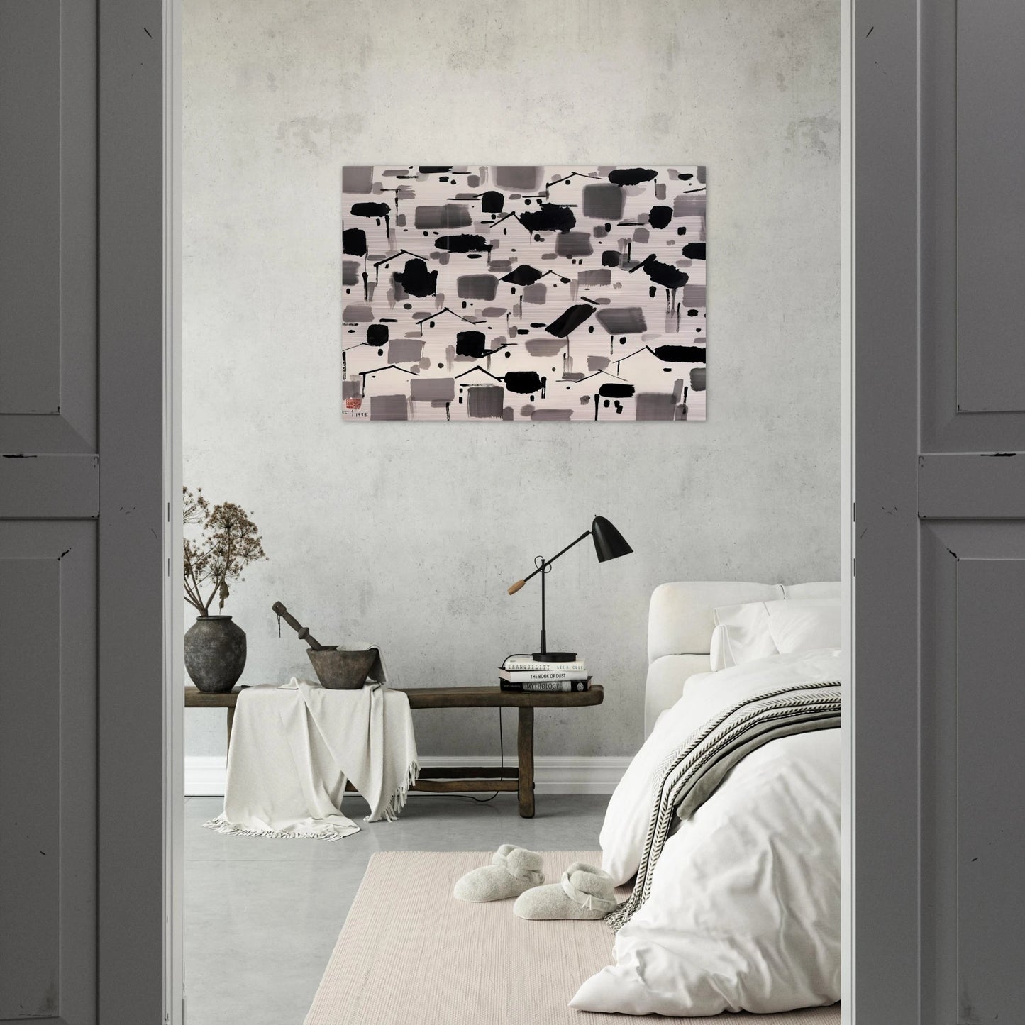Home of Man - 1999 - Wu Guanzhong Brushed Aluminum Print - 70x100 cm / 28x40 inches | Wu Guanzhong Aluminum Print | Wu Guanzhong Prints