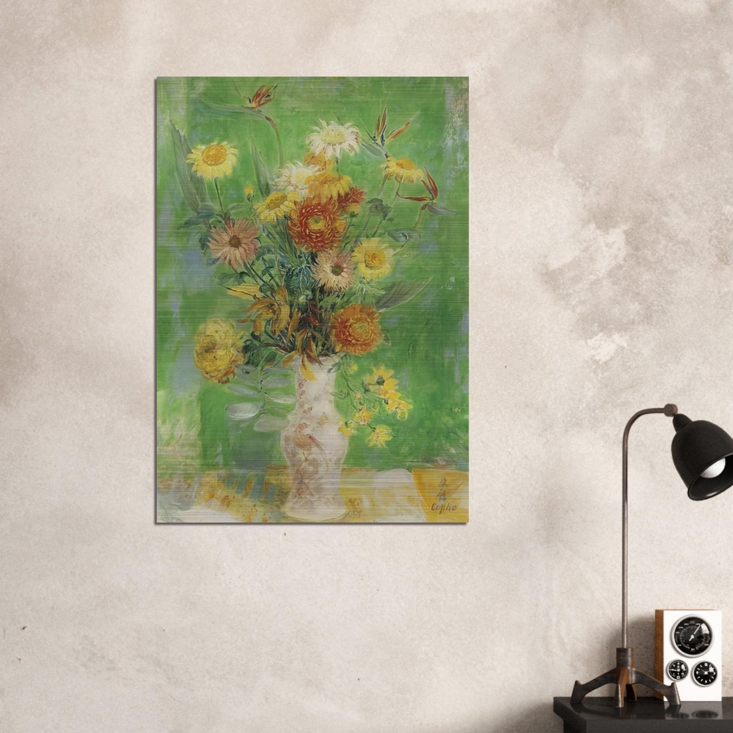 Chrysanthemums and Sunflowers - Post-Impressionism - Le Pho Brushed Aluminum Print - 70x100 cm / 28x40 inches | Le Pho Aluminum Print | Le Pho Prints