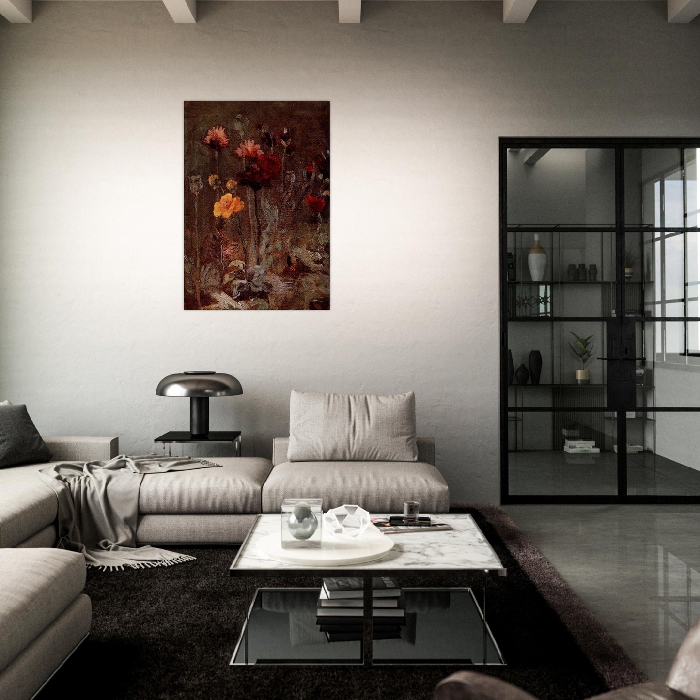Still Life with Scabiosa and Ranunculus - Vincent van Gogh Brushed Aluminum Print - 70x100 cm / 28x40 inches | Vincent van Gogh Aluminum Print | Vincent van Gogh Prints