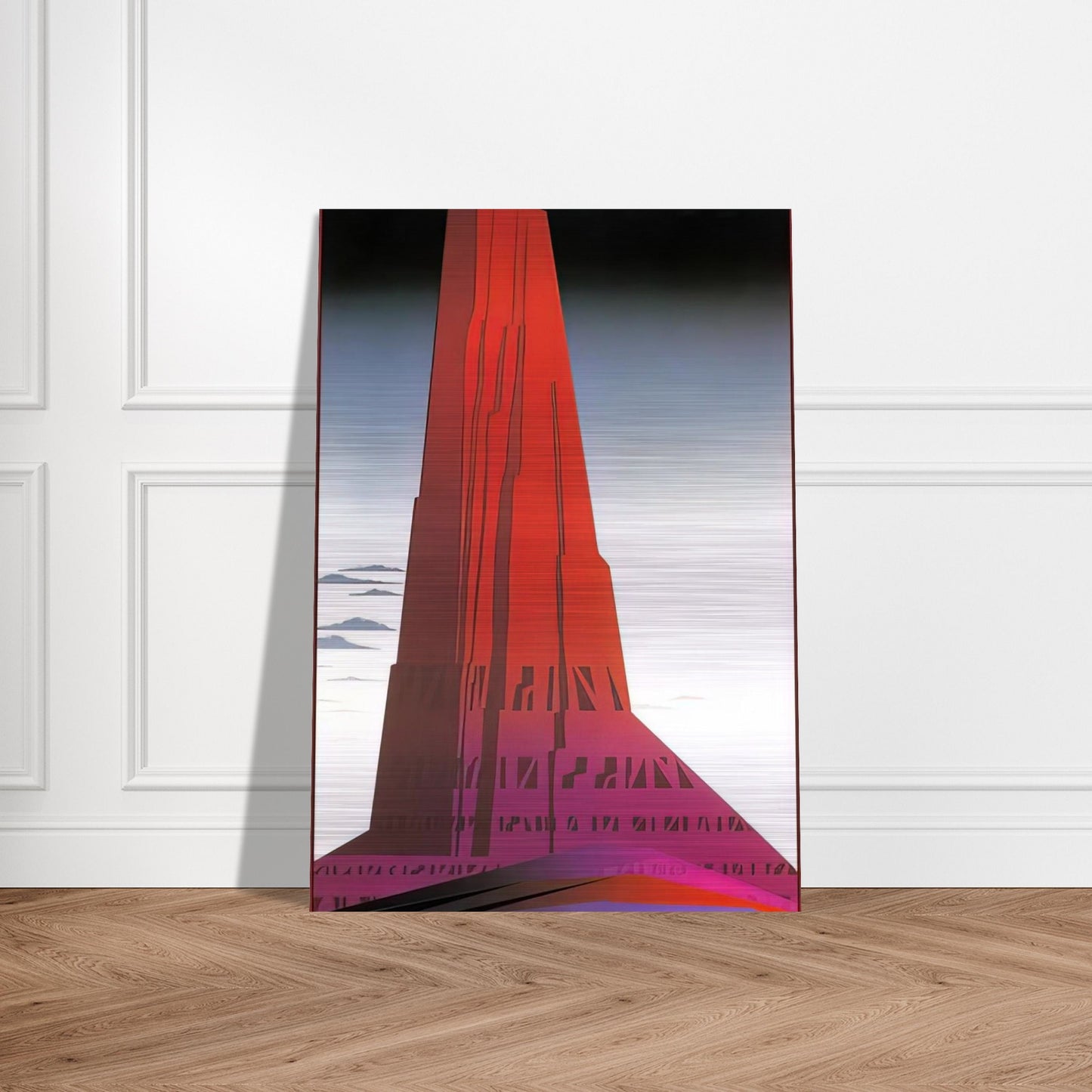 Desert Skyscraper - Eyvind Earle Brushed Aluminum Print - 70x100 cm / 28x40 inches | Eyvind Earle Aluminum Print | Eyvind Earle Prints