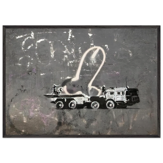 KYIV VELYKA ZHYTOMYRSKA 13 2022 - Banksy 70x100 cm / 28x40 inches Framed Art Print – Black Wooden Frame