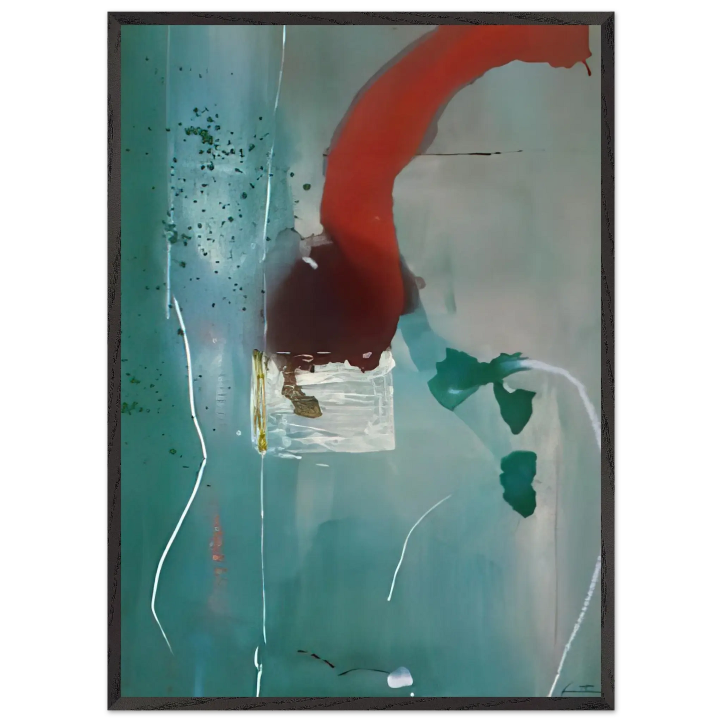 Helen Frankenthaler - Square One - 1985 Wall art - 50x70 cm / 20x28 Inches - Premium Wooden Framed Poster With Fine Art Paper - Black frame