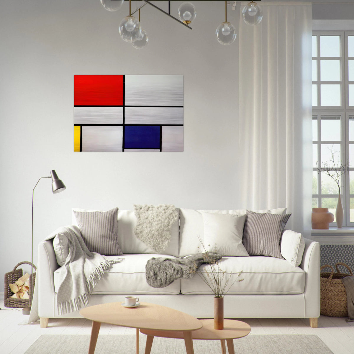 Composition C No.III with Red, Yellow and Blue - Piet Mondrian Brushed Aluminum Print - 70x100 cm / 28x40 inches | Piet Mondrian Aluminum Print | Piet Mondrian Prints