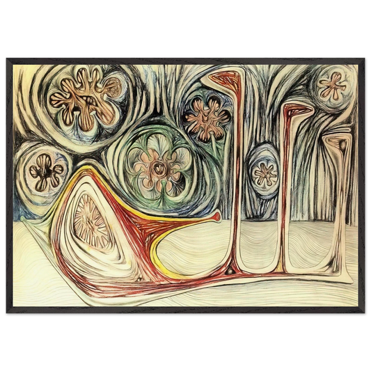 SNAIL S TRACE 1937 - Roberto Matta 70x100 cm / 28x40 inches Framed Art Print – Black Wooden Frame