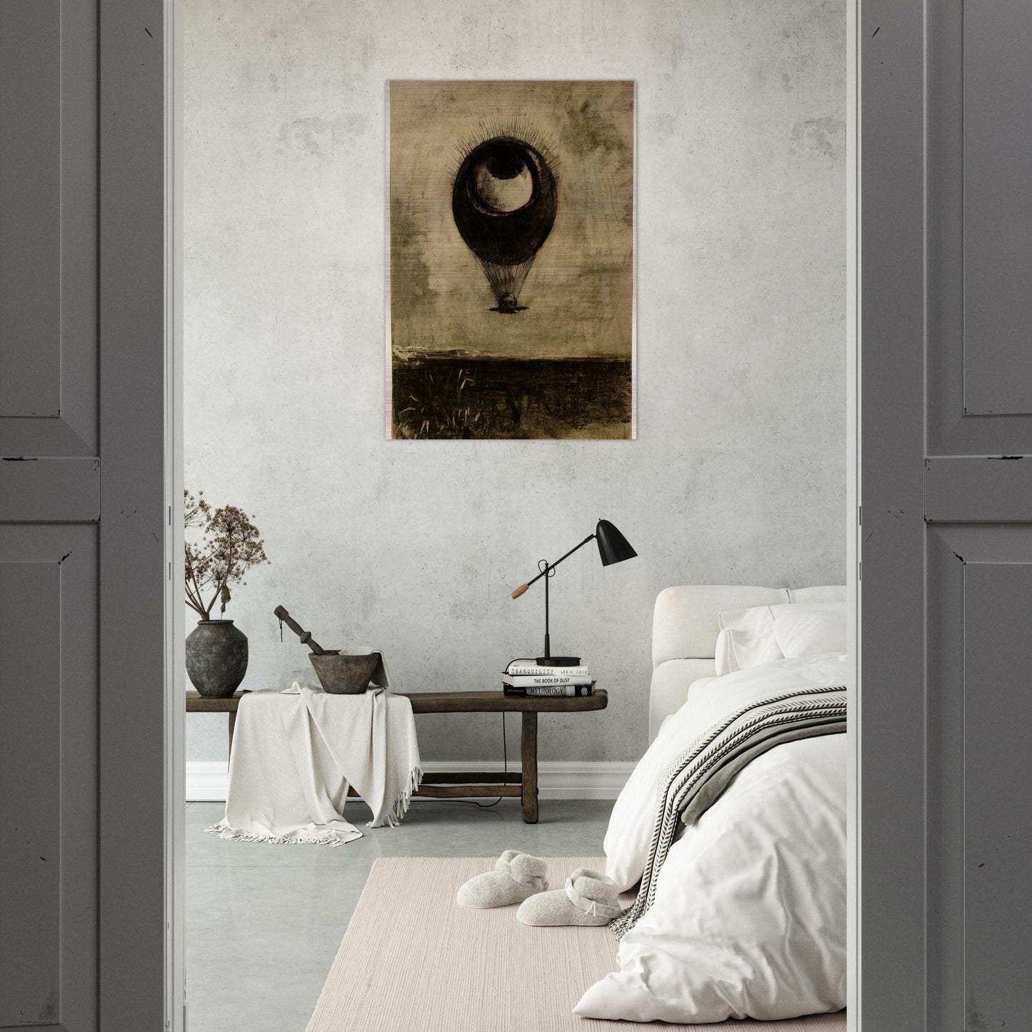 EYE BALLOON 1898 - Odilon Redon Brushed Aluminum Print - 70x100 cm / 28x40 inches | Odilon Redon Aluminum Print | Odilon Redon Prints
