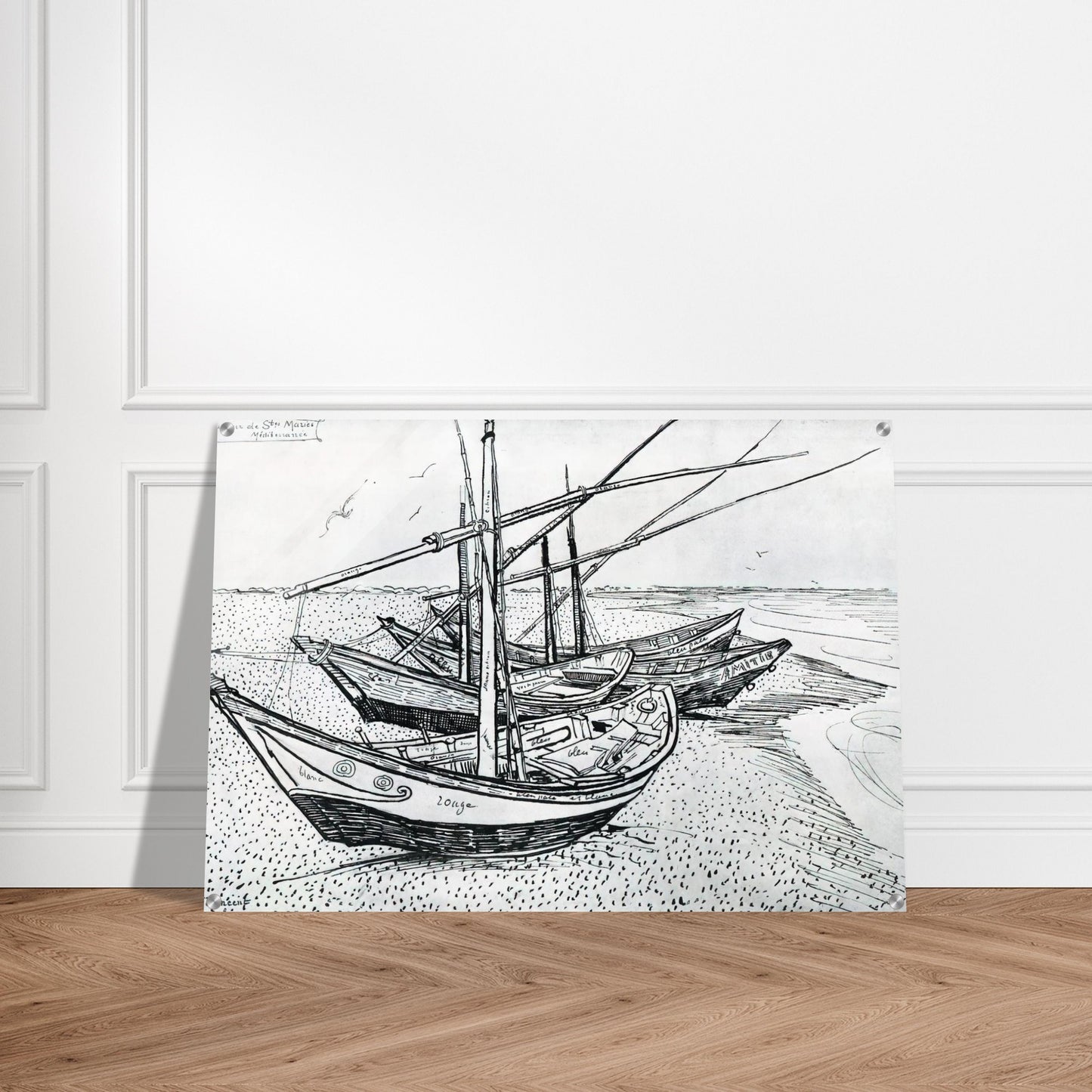 Fishing boats on the Beach at Les Saintes-Maries-de-la-Mer - Vincent van Gogh Acrylic Print - 70x100 cm / 28x40″ inches