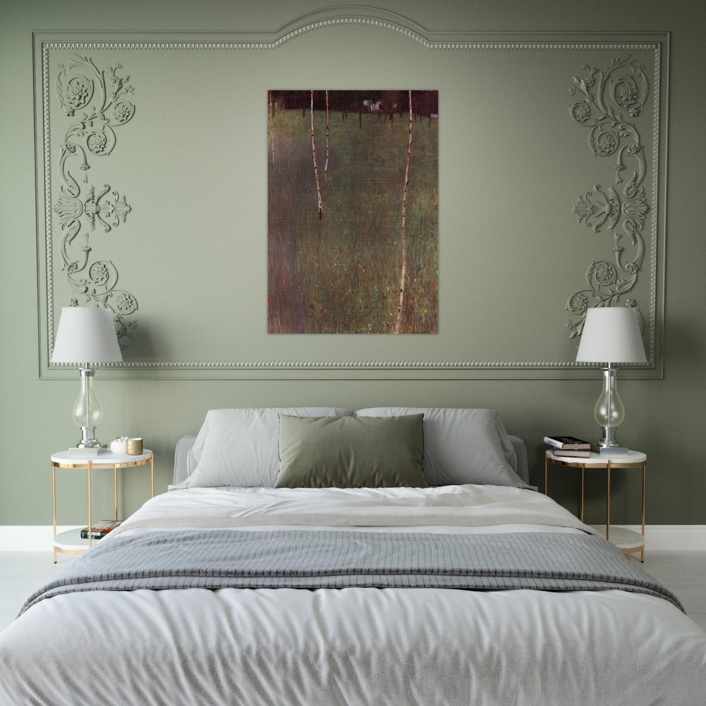 FARMHOUSES WITH BIRCH TREES - Gustav Klimt Brushed Aluminum Print - 70x100 cm / 28x40 inches | Gustav Klimt Aluminum Print | Gustav Klimt Prints