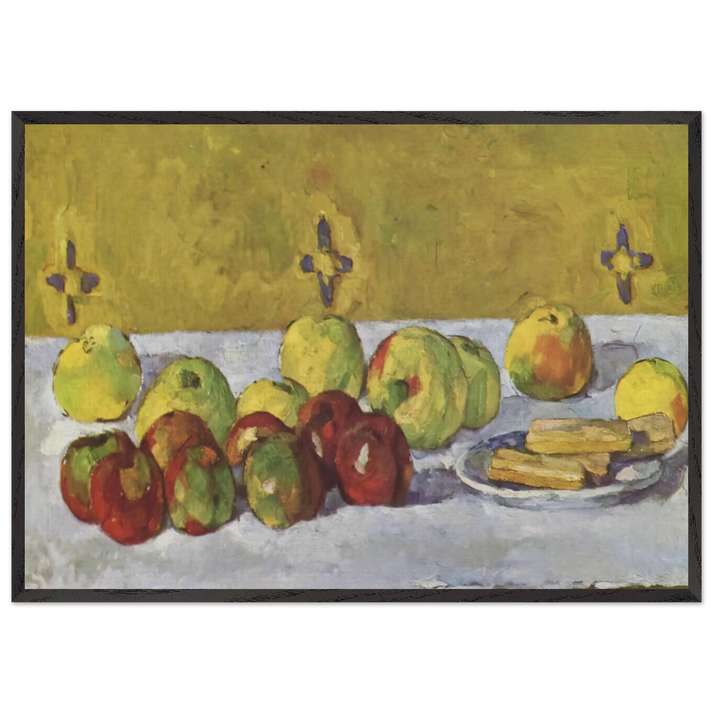 Still life with apples and biscuits - Paul Cezanne 70x100 cm / 28x40 inches Framed Art Print – Black Wooden Frame