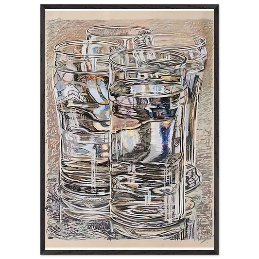 4 GLASSES 1974 - Janet Fish 70x100 cm / 28x40 inches Framed Art Print – Black Wooden Frame