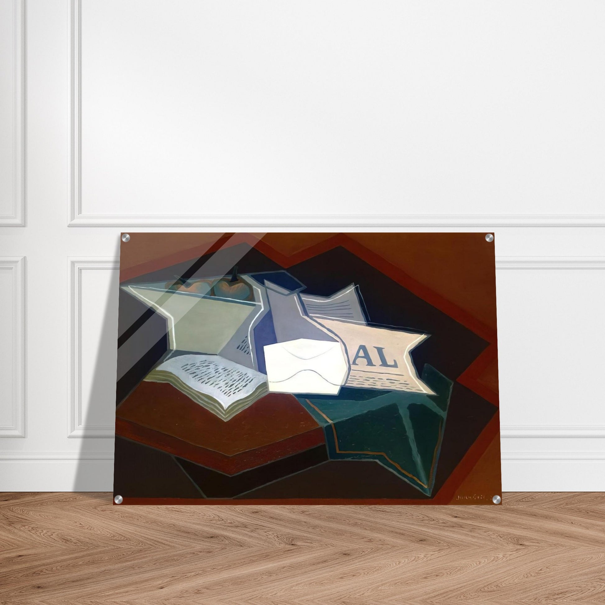 COMPOTIER CARAFE AND OPEN BOOK - Juan Gris Acrylic Print - 70x100 cm / 28x40″ inches