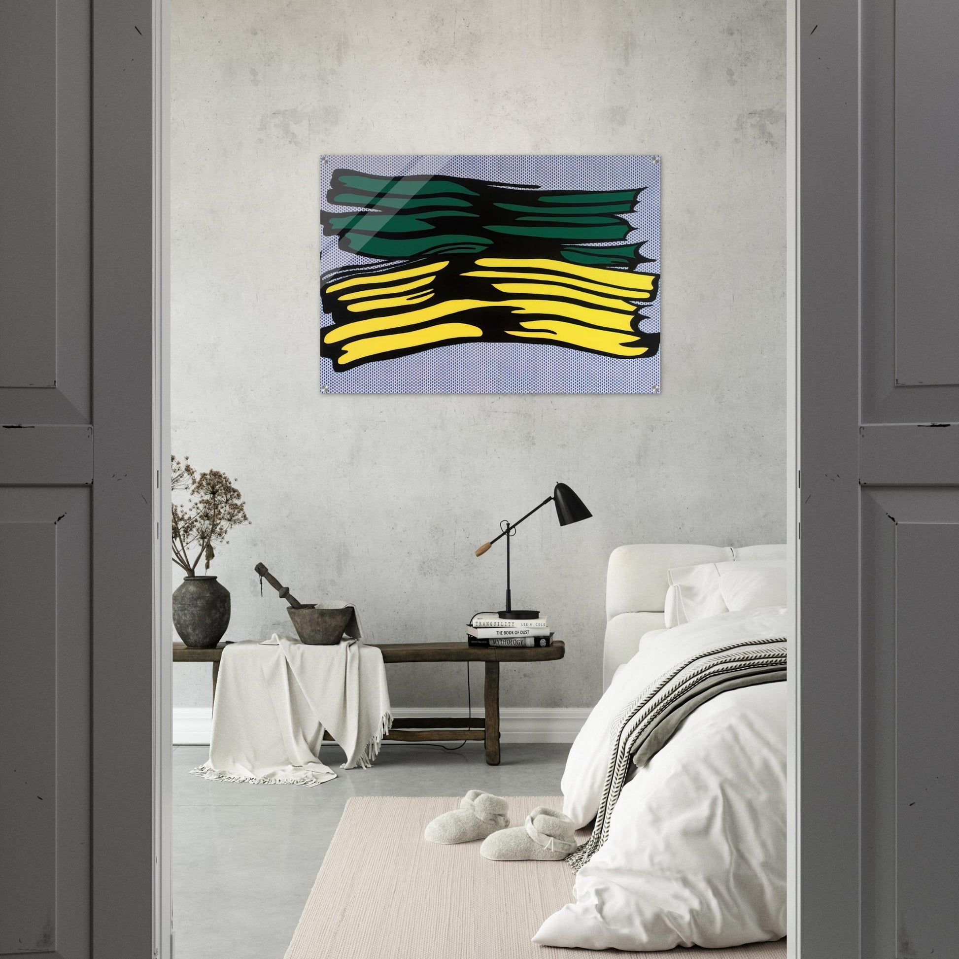 YELLOW AND GREEN BRUSHSTROKES 1966 0 - Roy Lichtenstein Acrylic Print - 70x100 cm / 28x40″ inches