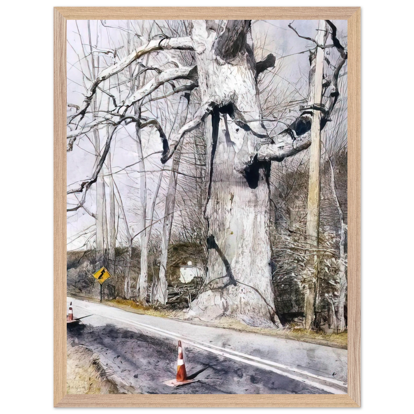 Andrew Wyeth - WALKING STICK Wall Art - 21x29.7 cm / 8x12" - Premium Wooden Framed Poster With Fine Art Paper-canvas - Wood frame