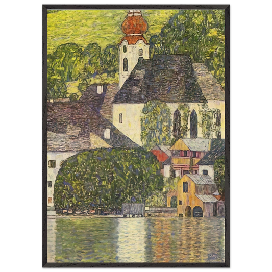 CHRUCH IN UNTERACH ON THE ATTERSEE - Gustav Klimt 70x100 cm / 28x40 inches Framed Art Print – Black Wooden Frame