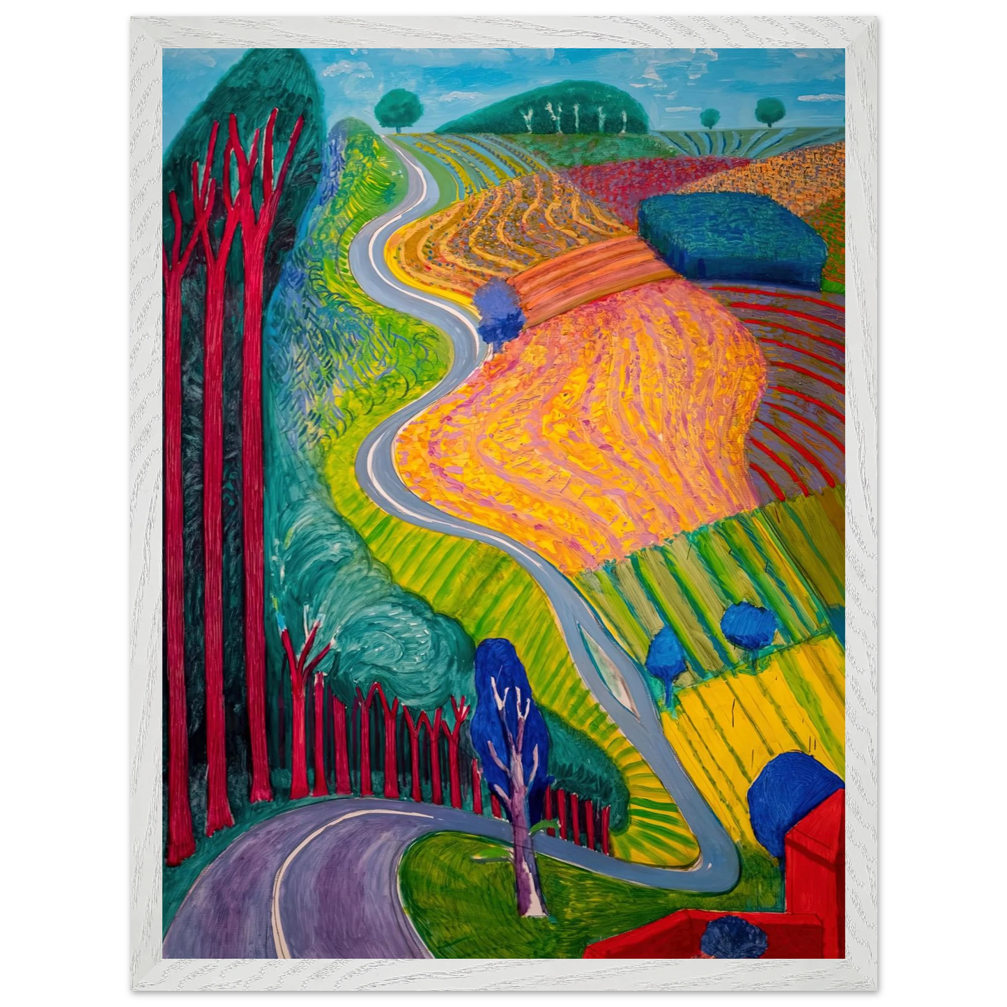 David Hockney - David Hockney Wall art - 70x100 cm / 28x40 inches - Premium Wooden Framed Poster With Fine Art Paper-canvas - White frame