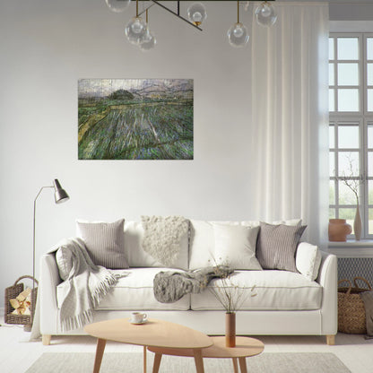 Wheat Field in Rain - Vincent van Gogh Brushed Aluminum Print - 70x100 cm / 28x40 inches | Vincent van Gogh Aluminum Print | Vincent van Gogh Prints