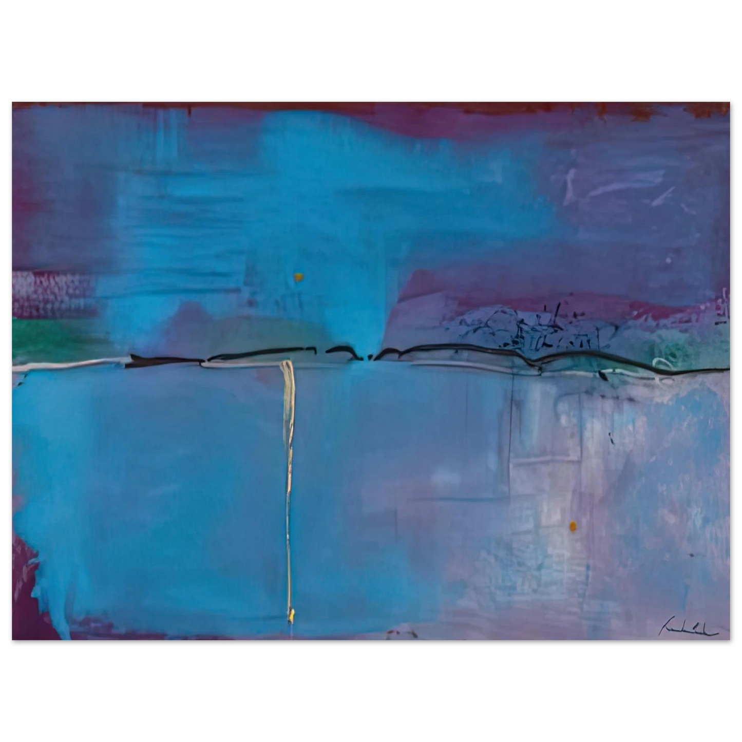 Helen Frankenthaler - Zone Blue, 1994- Wall Art - 30x40 cm / 12x16 inches - Premium Wooden Framed Poster With Fine Art Paper-canvas - Black frame