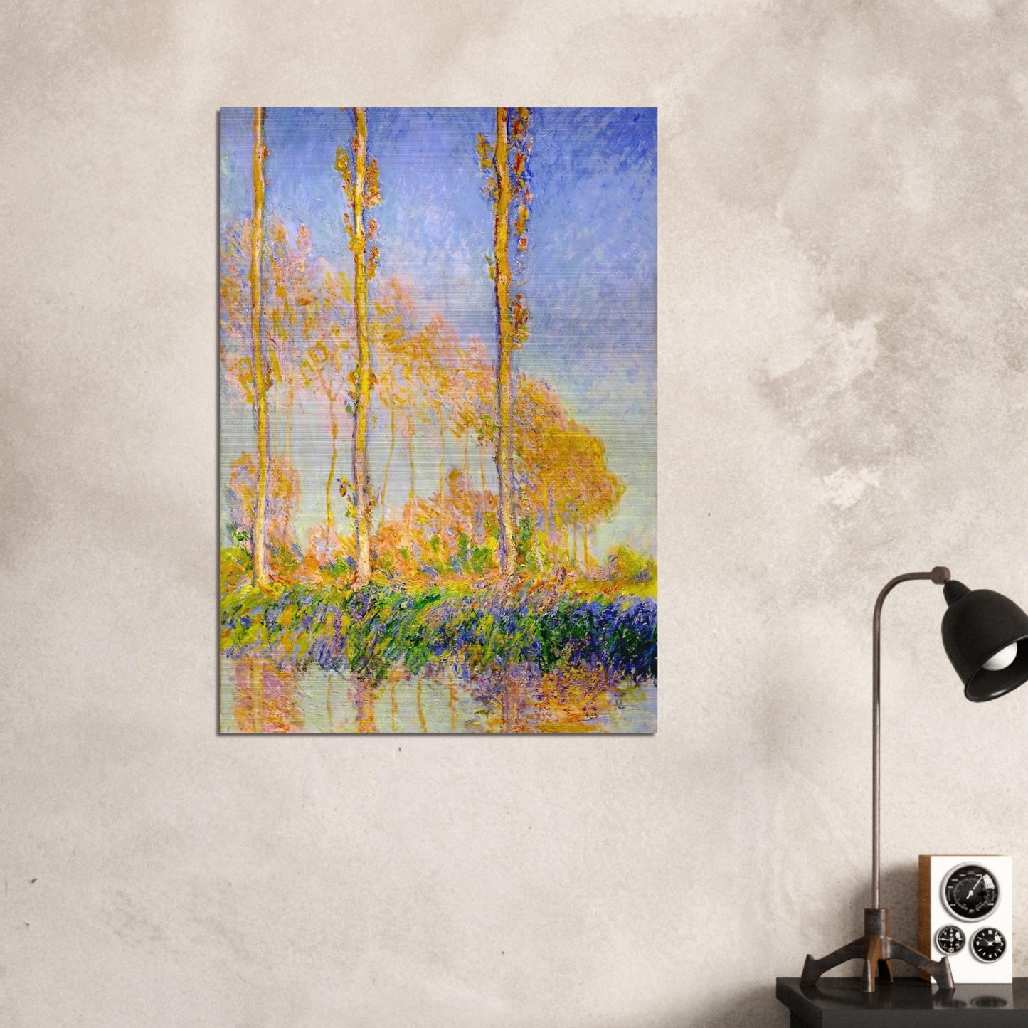 Poplars, Autumn, Pink Effect - claude monet Brushed Aluminum Print - 70x100 cm / 28x40 inches | claude monet Aluminum Print | claude monet Prints