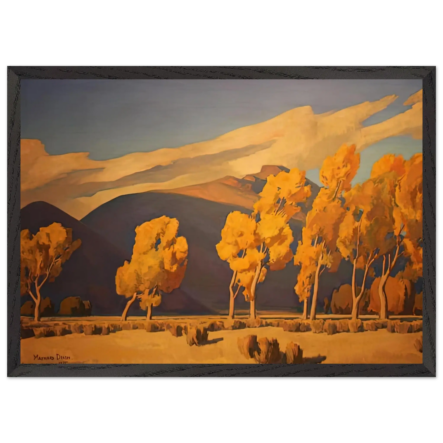Maynard Dixon - NOVEMBER IN NEVADA 1935 Wall art - A3 (29.7 x 42  cm) - Premium Wooden Framed Poster With Fine Art Paper - White frame