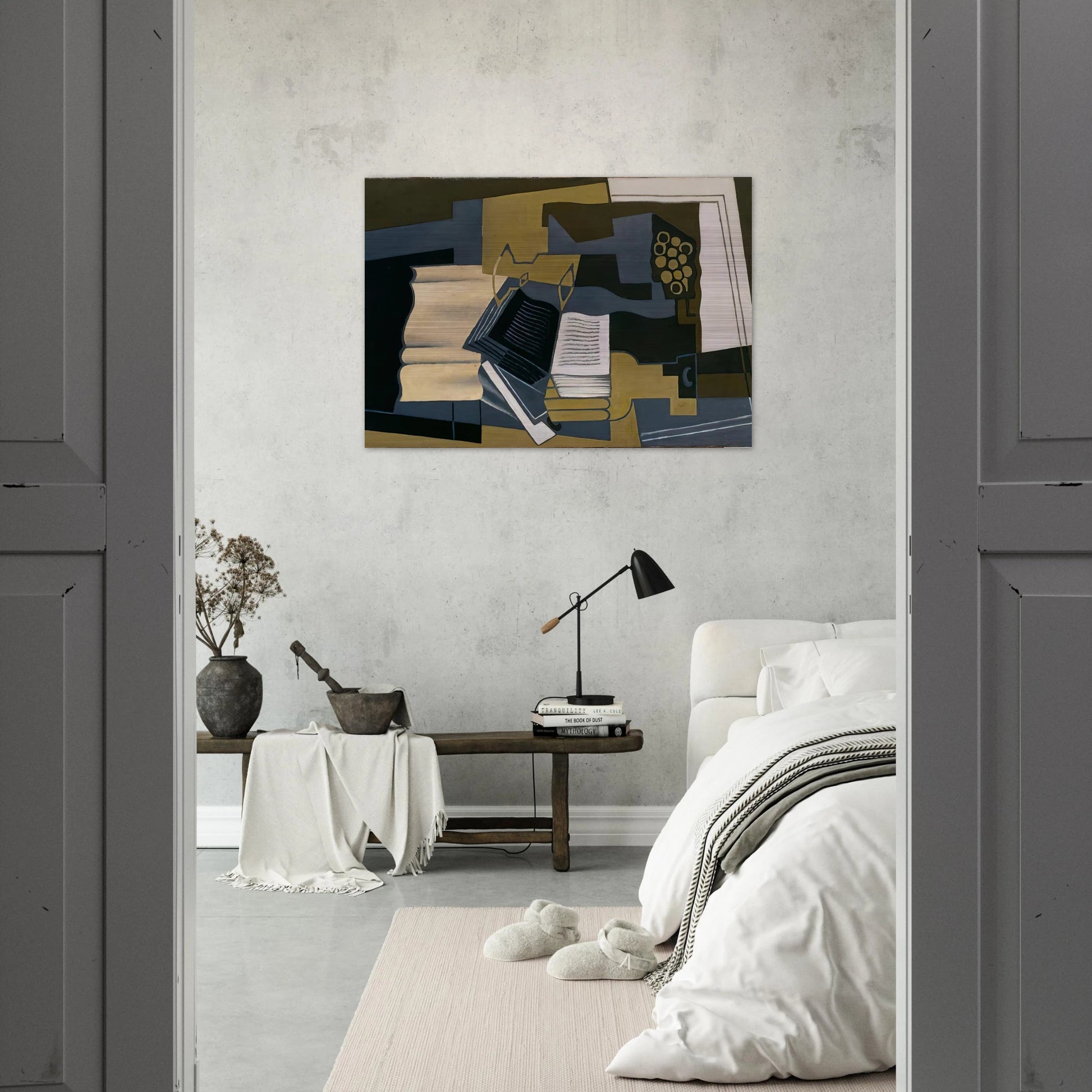 CARAFE AND BOOK 1920 - Juan Gris Brushed Aluminum Print - 70x100 cm / 28x40 inches | Juan Gris Aluminum Print | Juan Gris Prints
