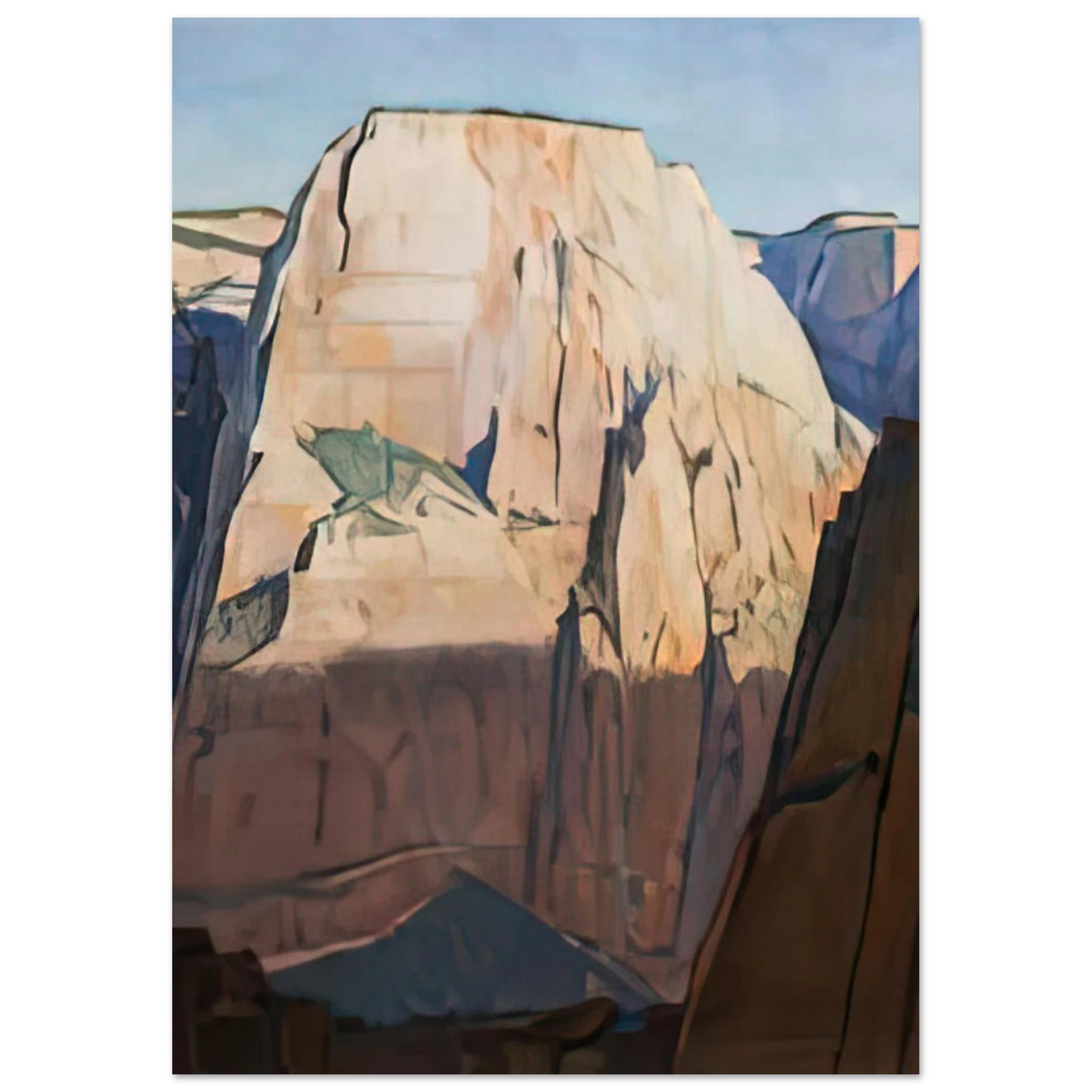 Maynard Dixon - GREAT WHITE THRONE ZION CANYON UTAH 1933 Wall art - 28x43  cm / XL (11x17 inches) - Premium Wooden Framed Poster With Fine Art Paper-canvas - White frame