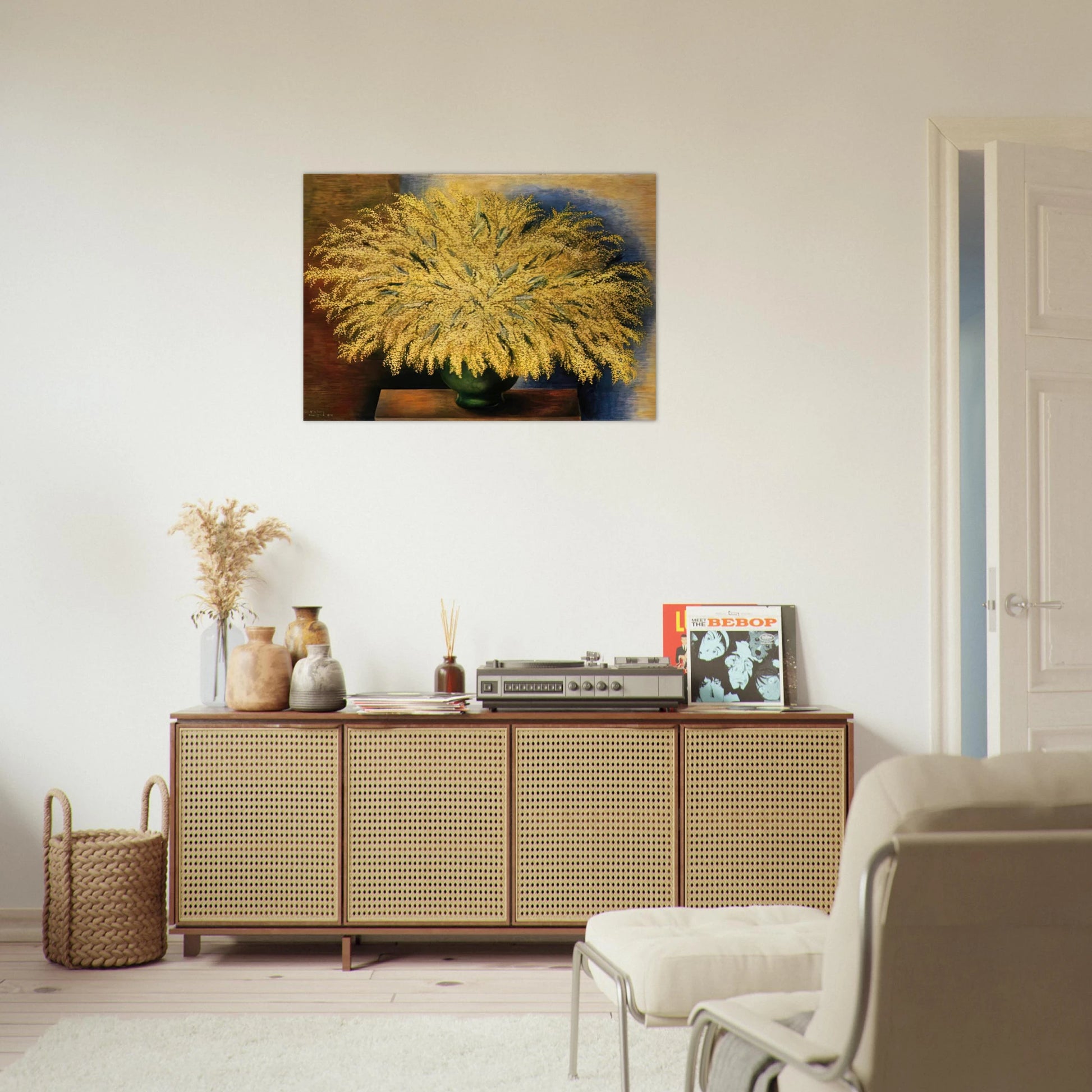 GRAND BOUQUET OF MIMOSA 1942 - Moise Kisling Brushed Aluminum Print - 70x100 cm / 28x40 inches | Moise Kisling Aluminum Print | Moise Kisling Prints