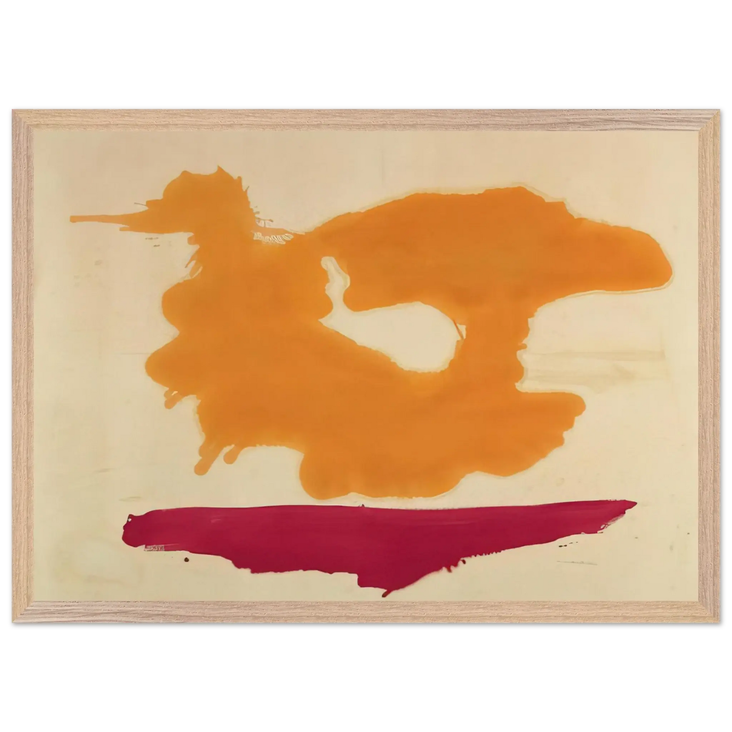 Helen Frankenthaler - Only Orange - 1963 Wall art - 27x35 cm / 11x14 Inches - Premium Wooden Framed Poster With Fine Art Paper - Black frame