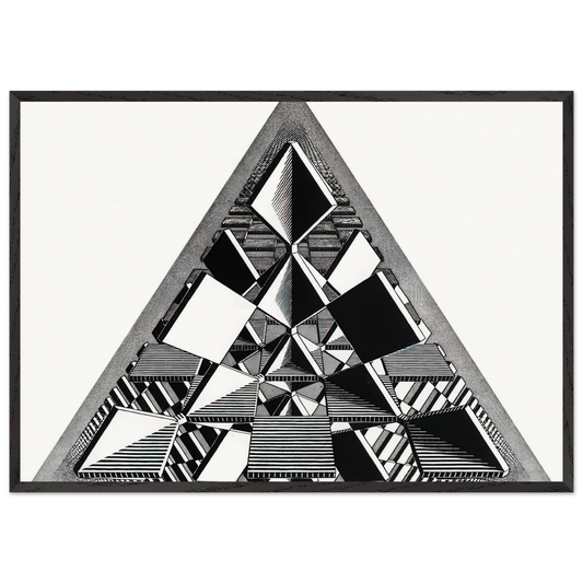 THREE INTERSECTING PLANES - MC Escher 70x100 cm / 28x40 inches Framed Art Print – Black Wooden Frame | Maurits Cornelis Escher Prints