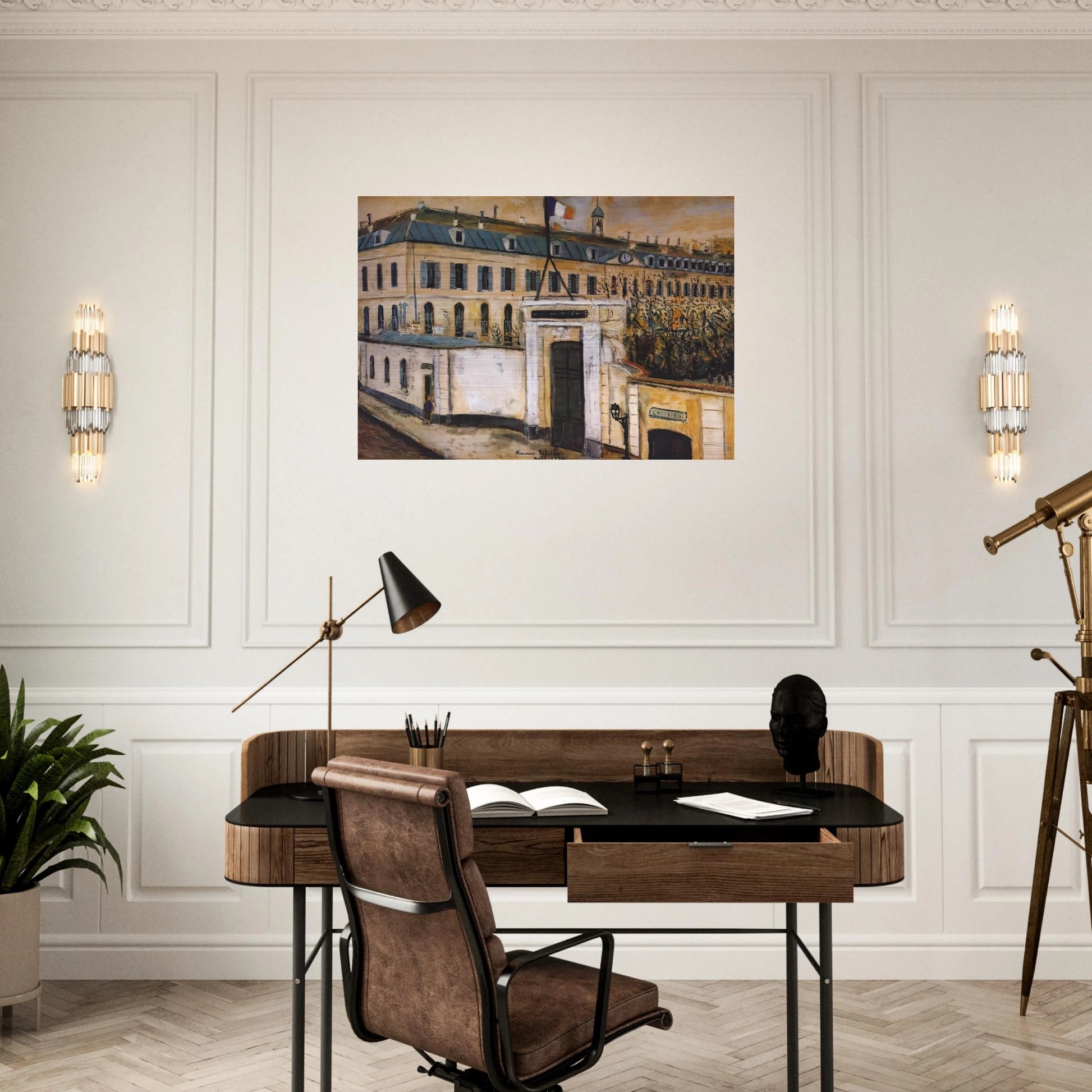 MILITARY HOSPITAL - Maurice Utrillo Brushed Aluminum Print - 70x100 cm / 28x40 inches | Maurice Utrillo Aluminum Print | Maurice Utrillo Prints