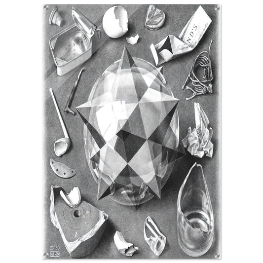 CONTRAST ORDER AND CHAOS - MC Escher Acrylic Print - 70x100 cm / 28x40″ inches | Maurits Cornelis Escher Prints