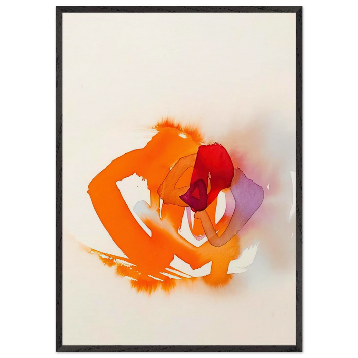 UNTITLED ORANGE RED AND PURPLE - Luis Feito 70x100 cm / 28x40 inches Framed Art Print – Black Wooden Frame