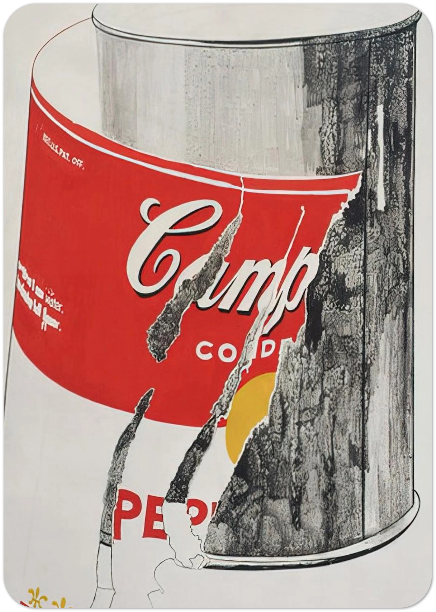 Big Torn Campbell's Soup Can  Pepper Pot  By Andy Warhol Pack of 10 Post Cards | Andy Warhol Post Cards | A6 (10.5 x 14.8 cm) - 4.1 x 5.8 inches