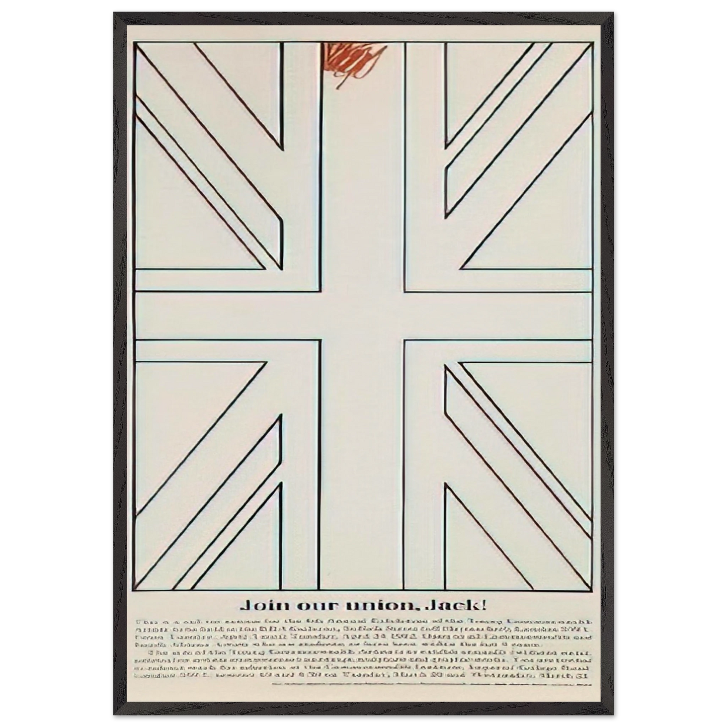 Join our union Jack Young Commonwealth Artists - 1962 - Billy Apple 70x100 cm / 28x40 inches Framed Art Print – Black Wooden Frame
